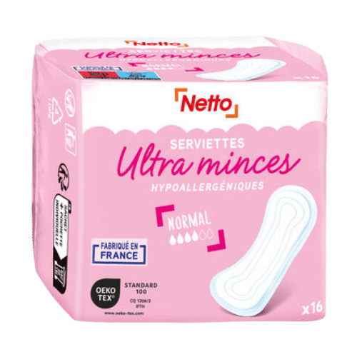 SERVIETTES ULTRA MINCES NORMAL HYPOA NETTO
