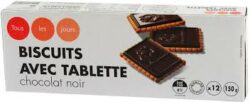 BISCUITS AVEC TABLETTE DE CHOCOLAT AU LAIT 150G TOUS LES JOURS