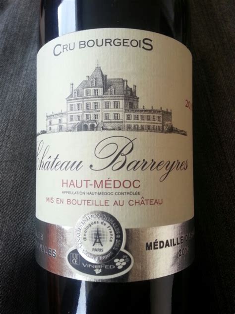 VIN ROUGE CHATEAU BARREYRES HAUT-MEDOC 6X750ML