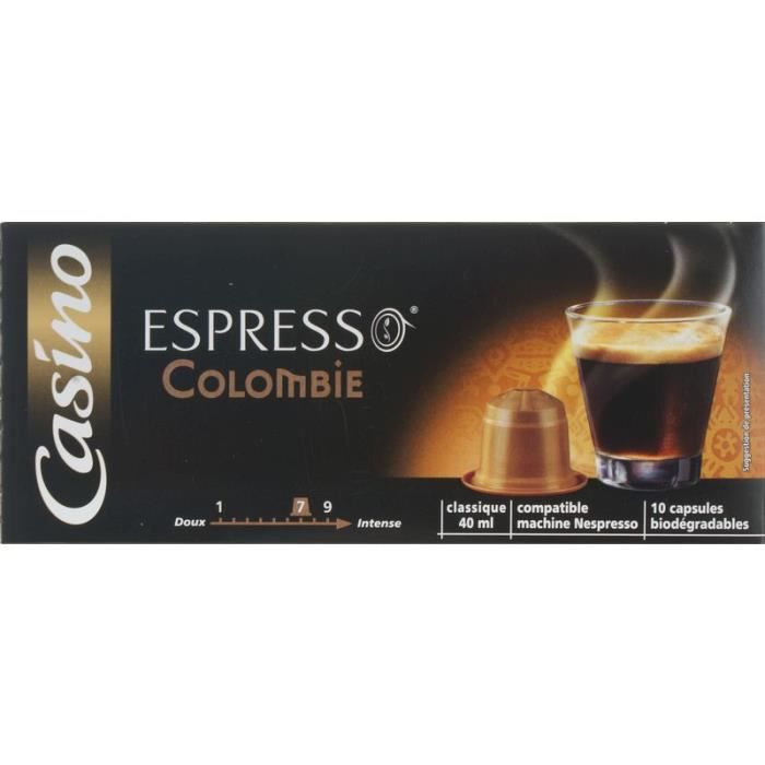 CAPSULES DE CAFE COLOMBIE CASINO