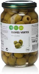 OLIVES VERTES DENOYAUTEES TOUS LES JOURS 160G