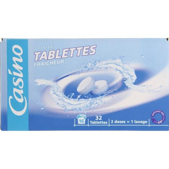 LESSIVE TABLETTES FRAICHEUR CASINO 800G