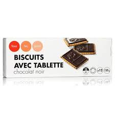 BISCUITS AVEC TABLETTE DE CHOCOLAT NOIR 150G