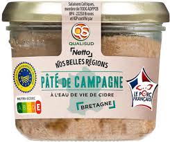 PATE DE CAMPAGNE A L'EAU DE VIE DE CIDRE BRETAGNE 180G NETTO
