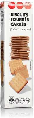 BISCUITS FOURRES CARRES PARFUM CHOCOLAT 300G
