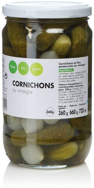 CORNICHONS AU VINAIGRE 185G TOUS LES JOURS