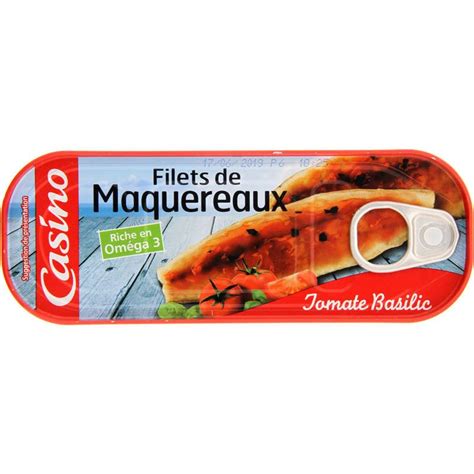 FILETS DE MAQUEREAUX TOMATE BASILIC 169G CASINO