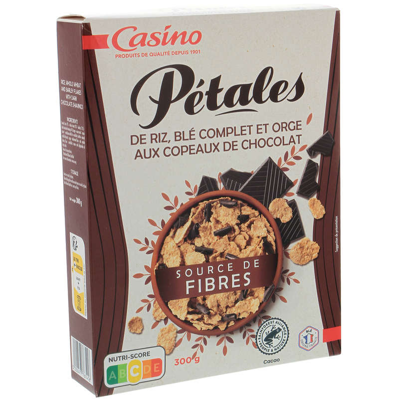 PETALES DE RIZ BLE COMPLET ORGE ET CHOCOLAT CASINO 550G
