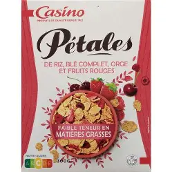 PETALES DE RIZ,BLE COMPLET,ORGE ET FRUITS ROUGES CASINO 300G