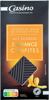 CHOCOLAT DE DÉGUSTATION AUX ÉCORCES D'ORANGE CONFITE CASINO 100G