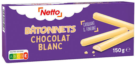 BÂTONNETS 48% CHOCOLAT BLANC NETTO 150 G