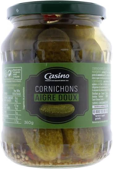 CORNICHONS AIGRE DOUX CASINO 360G