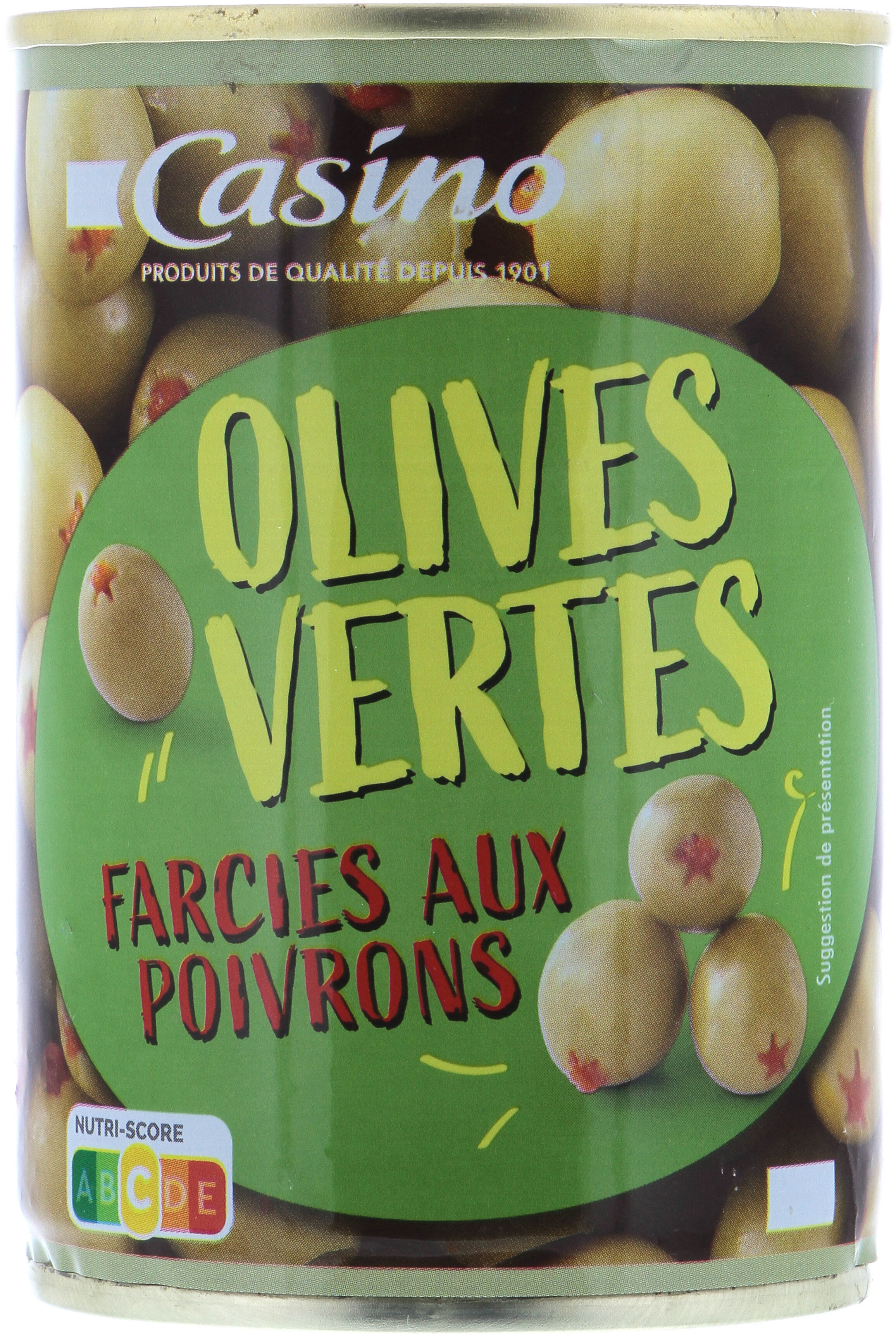 OLIVES VERTES FARCIES POIVRON CASINO 120G
