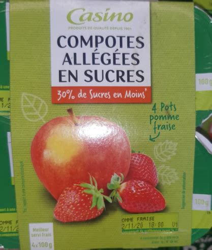 COMPOTE ALLEGEE CASINO POMME FRAISE  4*100G