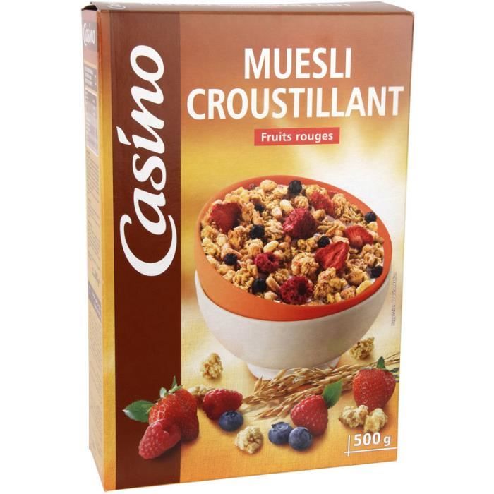 MUESLI CROUSTILLANT FRUITS ROUGE  500G CASINO