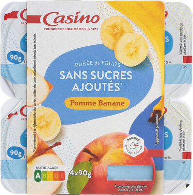 PUREE DE FRUITS SANS SUCRE AJOUTES POMME BANANE CASINO