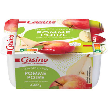 COMPOTE ALLEGEE CASINO POMME POIRE 4*100G