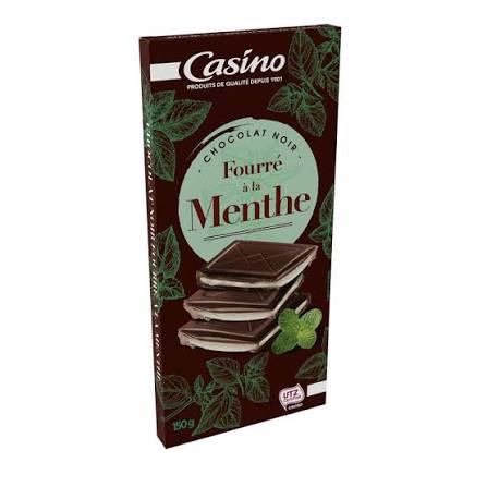 CHOCOLAT NOIR FOURRE MENTHE CASINO 150 G