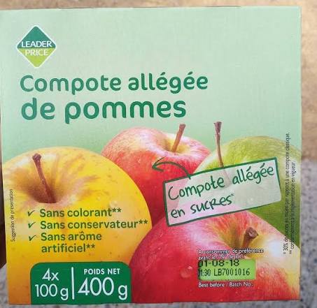 COMPOTE ALLEGEE CASINO POMME 4*100G