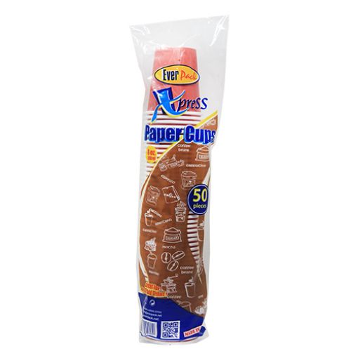 PAPER CUPS 50PCS EVER PACK AVEC COUVERCLE 8 OZ 250ML