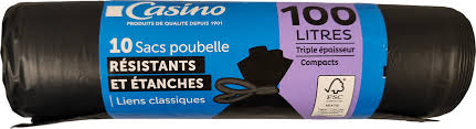 10 SACS POUBELLE LIENS CLASSIQUE 100L CASINO