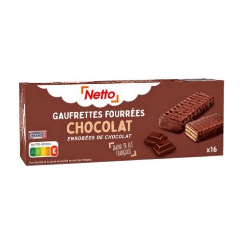 GAUFRETTES FOURREES ENROBEES DE CHOCOLAT NETTO 150G