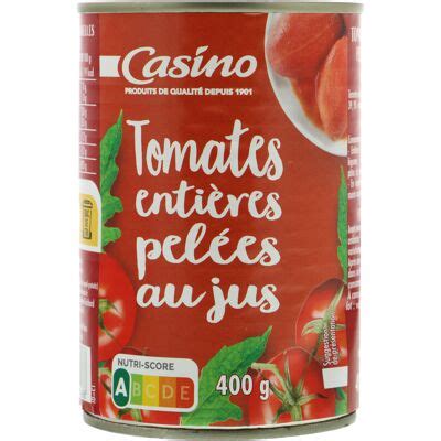 CASINO TOMATES ENTIERES PELEES AU JUS 800G