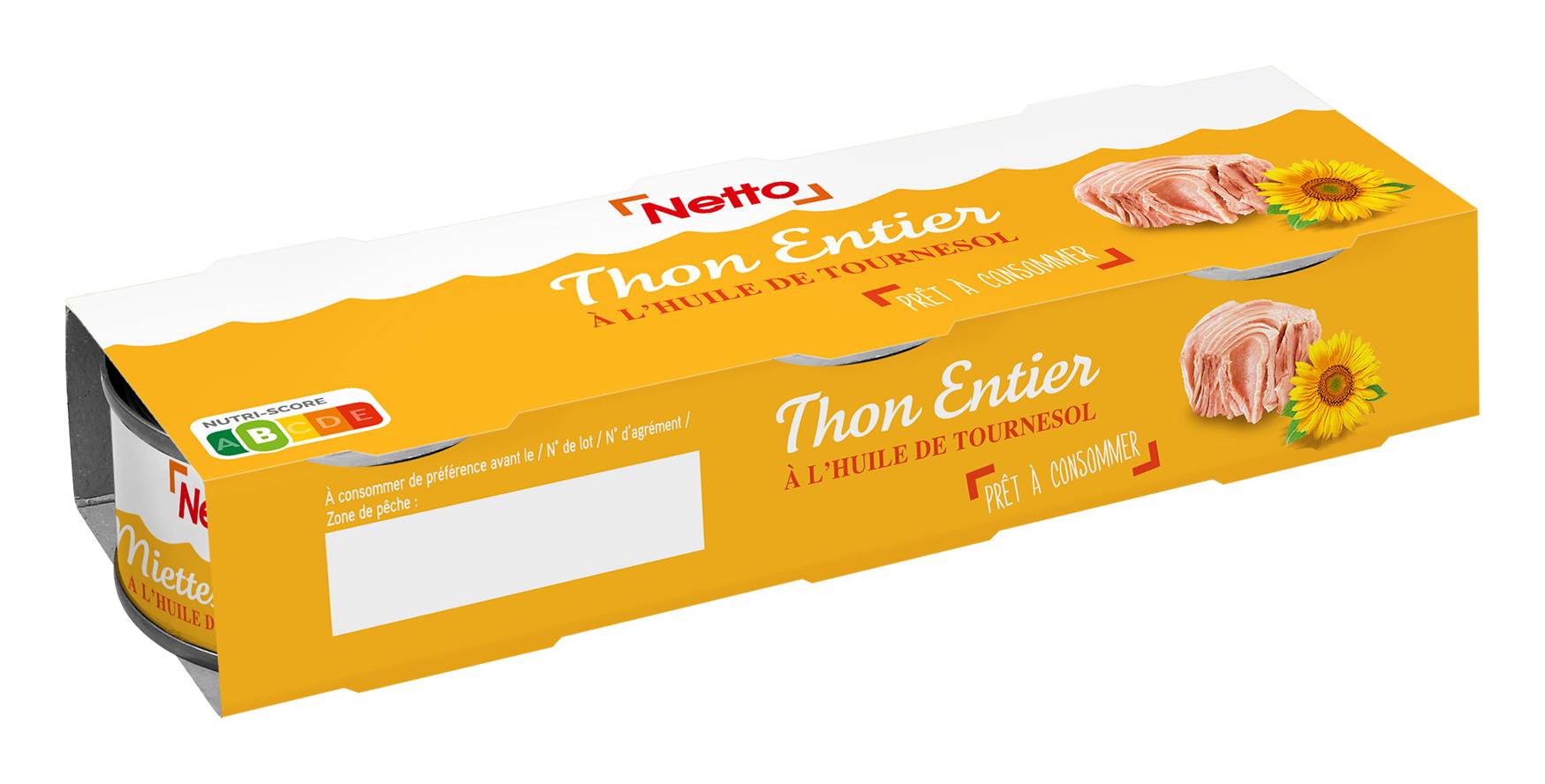 NETTO THON ENTIER A L'HUILE DE TOURNESOL 200G