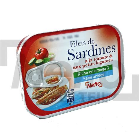 FILETS DE SARDINES A LA TOMATE ET AUX PETITS LEGUMES NETTO