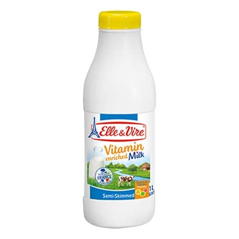 ELLE &VIRE LE LAIT VITAMINE DEMI-ECREME BOUTEILLE 1L