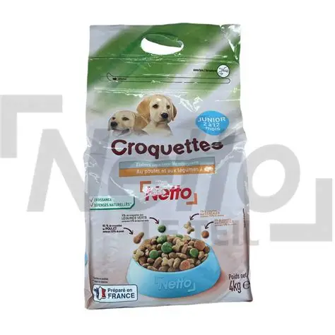 CROQUETTE ELABORE SOUS CONTROLE VETERINAIRE AU POULET ET AUX LEGUMES 4KG/JUNIOR 2 A12 MOIS/NETTO