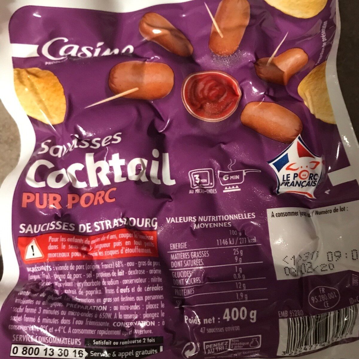 CASINO SAUCISSES COCKTAIL 400G