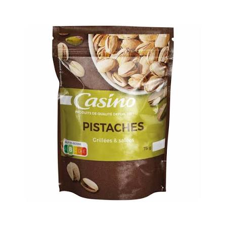 CASINO PISTACHES GRILLEES SANS SEL AJOUTE 75G