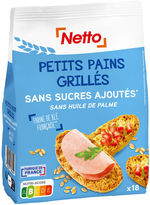 PETITS PAINS GRILLES SANS SUCRE AJOUTES 225G NETTO