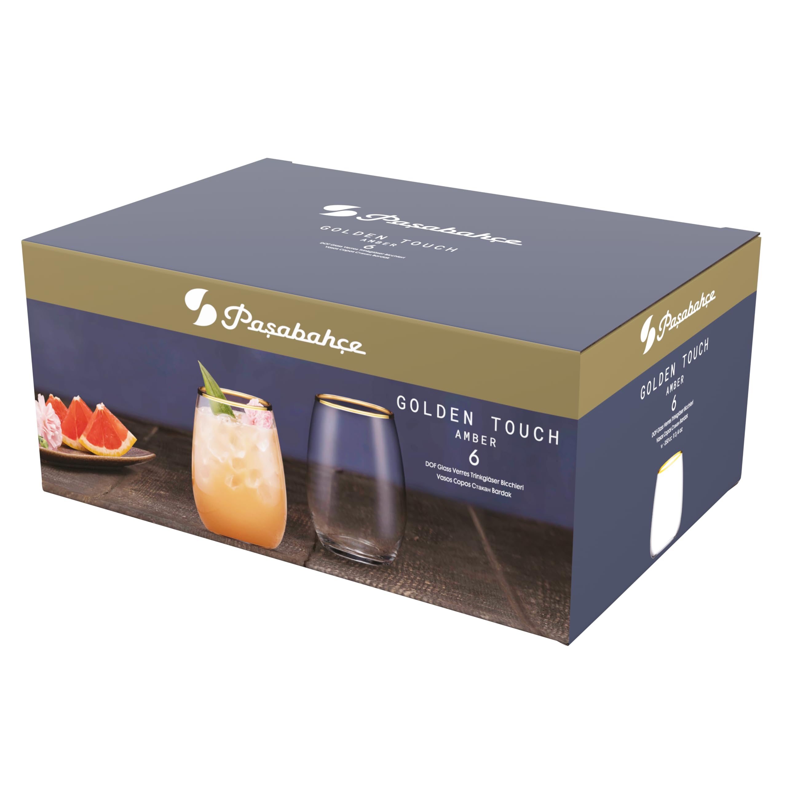VERRE GOLDEN TOUCHE AMBER 6PCS