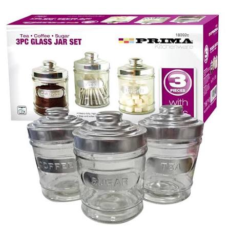 3PCS GLASS STORAGE JAR SET